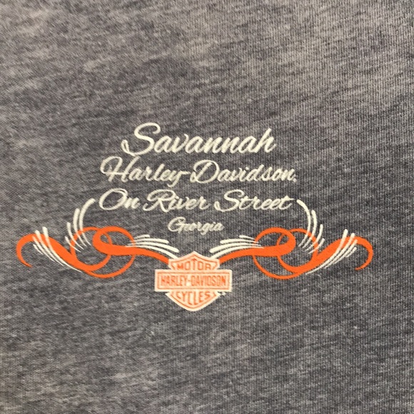 NWT Harley-Davidson Sz Large tee distressed grey crystals orange Savannah GA - Picture 8 of 11
